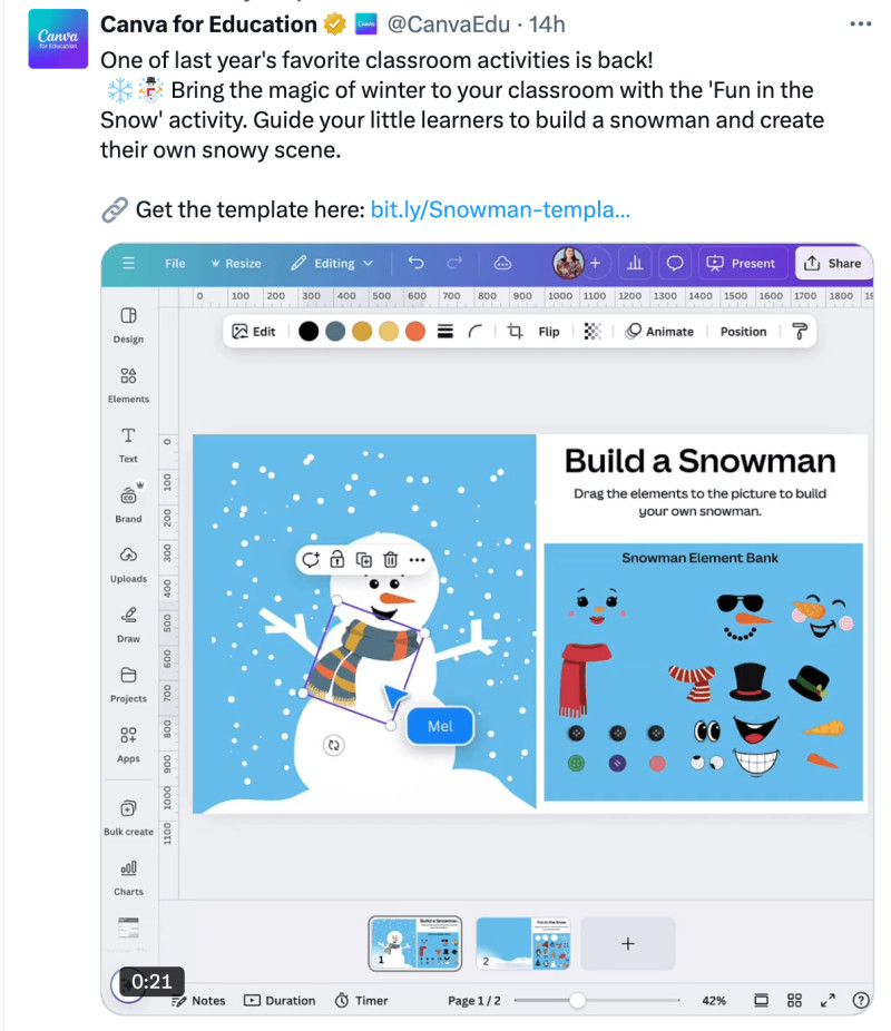 screenshot of twitter post from canva