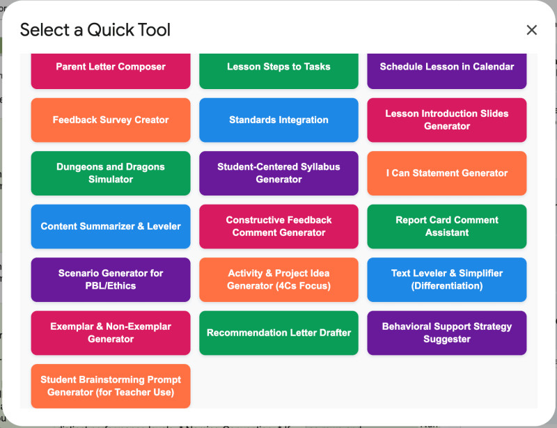 Quick tool buttons Quick tool buttons
