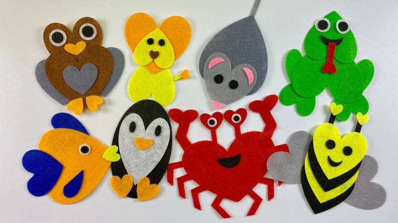 Photo of heart animals made with felt