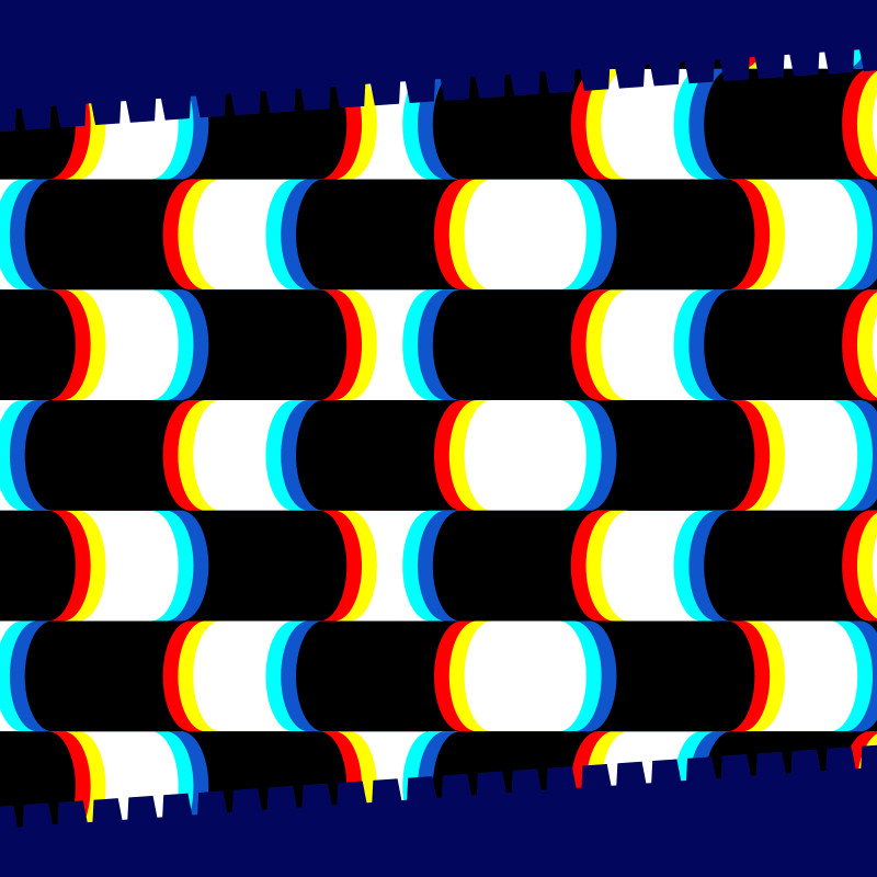 Black and white pattern outlined in colors to give it visual vibration Black and white pattern outlined in colors to give it visual vibration