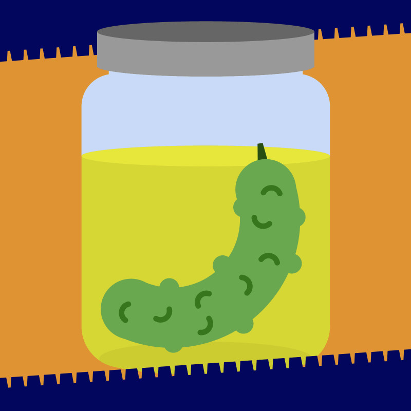 Fill pickle floating in a jar Fill pickle floating in a jar